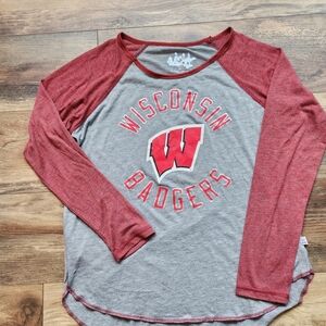 Touch by Alyssa Milano Red and Gray Wisconsin Badgers Long Sleeve Tee